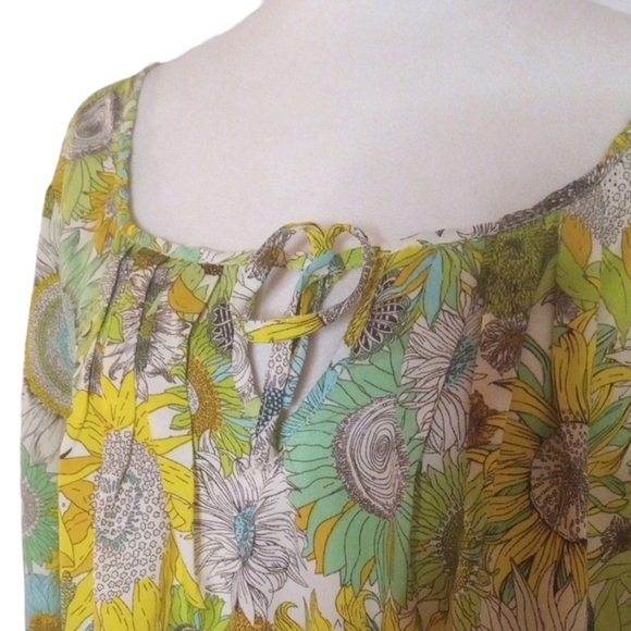 Liberty of London Target Bright Yellow Green Floral Flowy Blouse Top Size XL - Picture 5 of 7